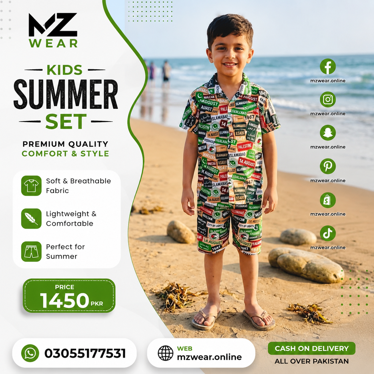 Kids Premium Summer Co-Ord Set for Boys | Soft Cotton 2 Piece Outfit | MZ Wear Pakistan